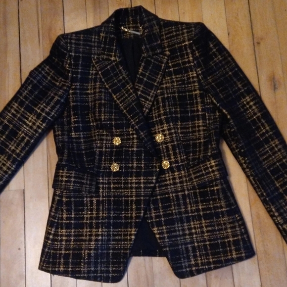 Elie Tahari metallic plaid blazer - Picture 7 of 8